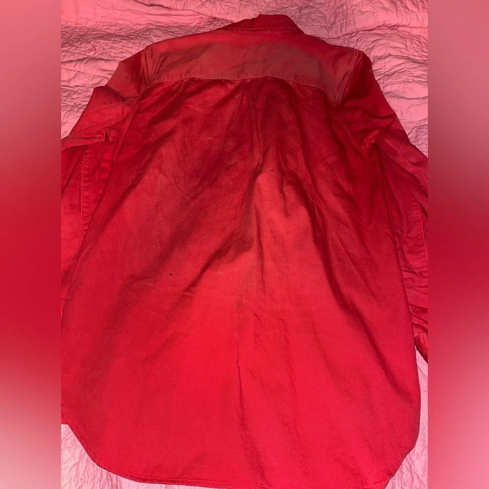 Madewell Long Sleeve Button Down Denim Shirt in Vermilion Red NWT - Picture 8 of 8